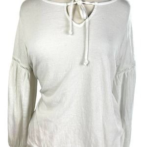 Old Navy Linen White Flowy Shirt Blouse Size L Beach Cover Up Top
